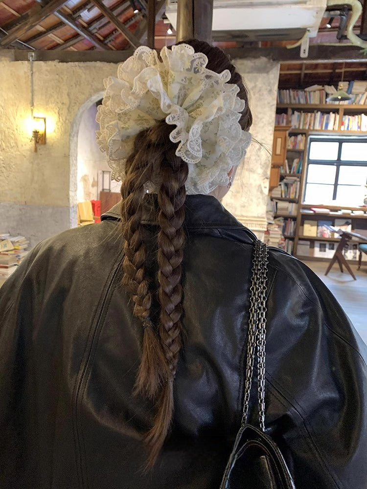 Floral lace multi-layer scrunchie