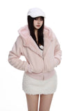Pink fluffy cropped coat