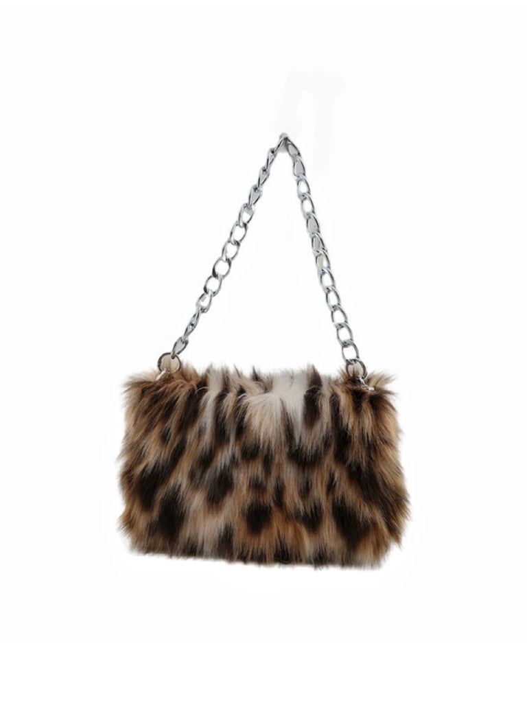 Leopard print furry bag