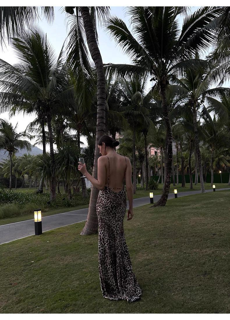 Leopard print suspender dress