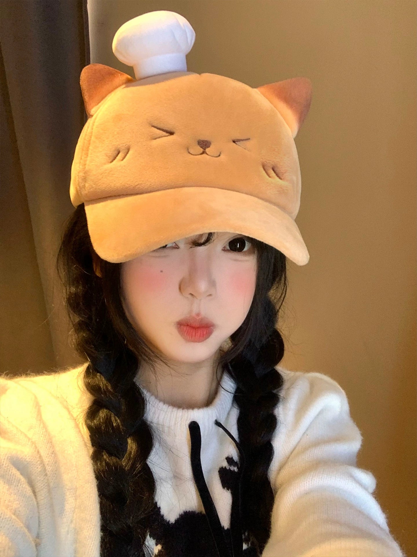 Cute roasted kitten chef hat
