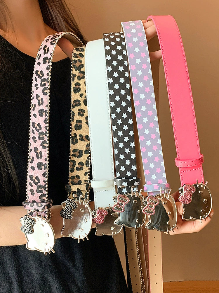 Cute Hello Kitty Decorative Leopard Pattern Belt
