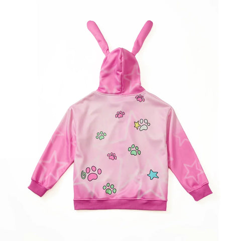Pink girl rabbit ear velvet coat