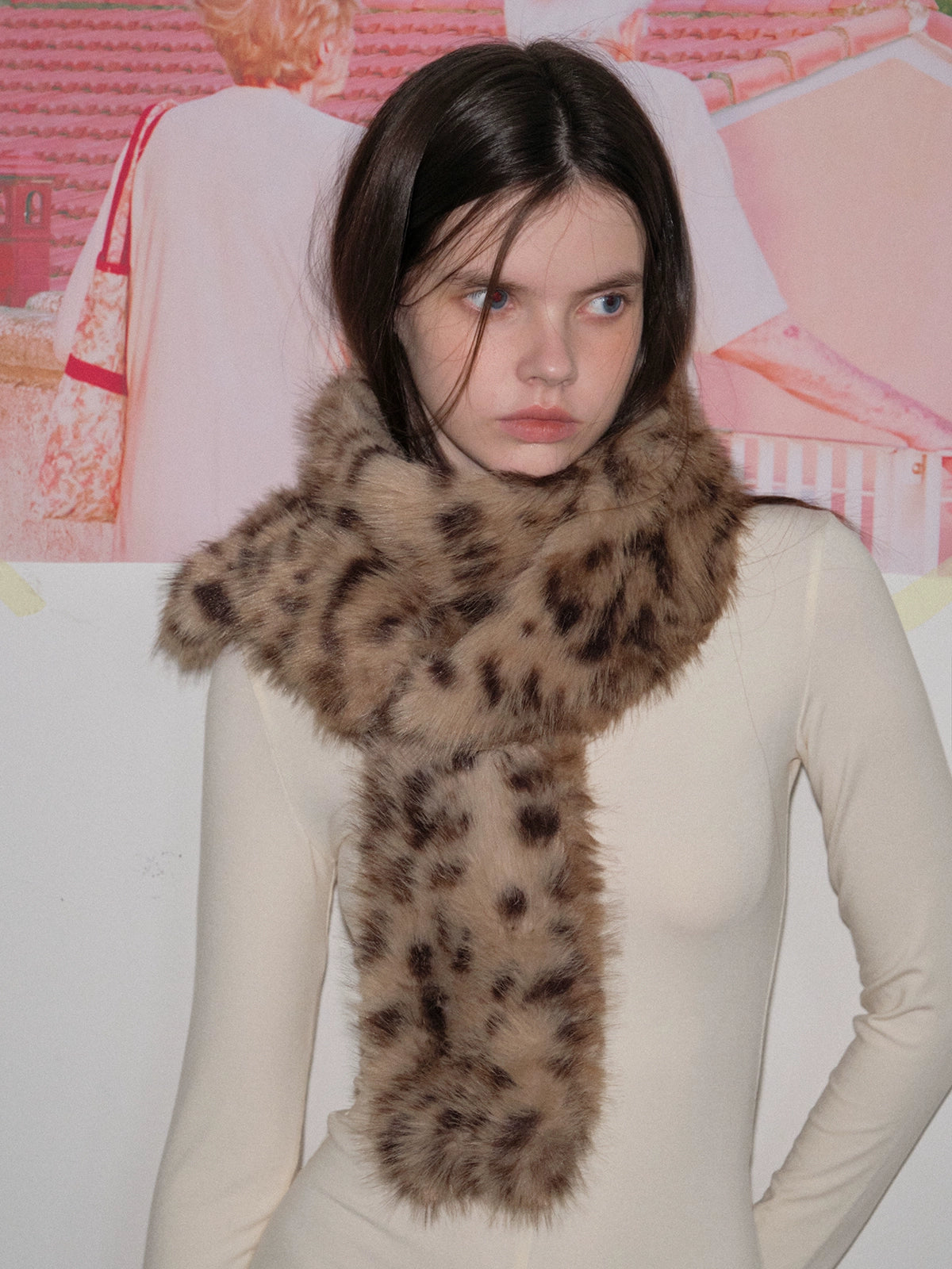 Handmade leopard print plush scarf