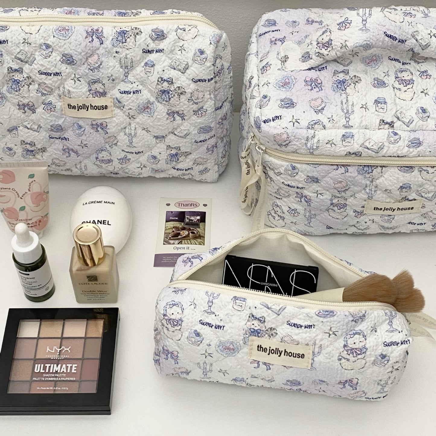 Light Blue Hello Kitty Printed Storage Bag