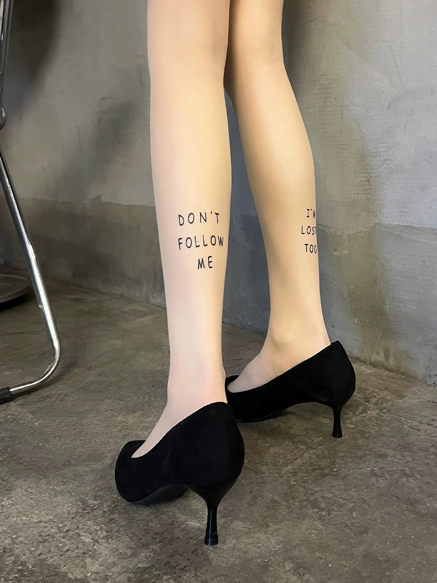 Letter printed pantyhose