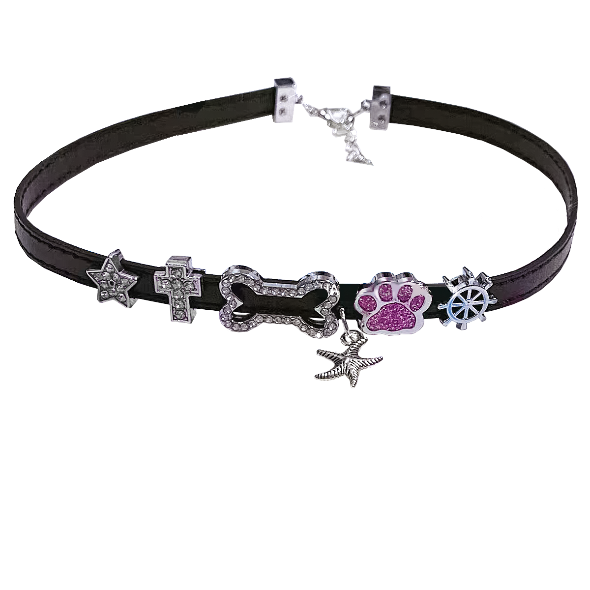 Dopamine colored leather choker necklace