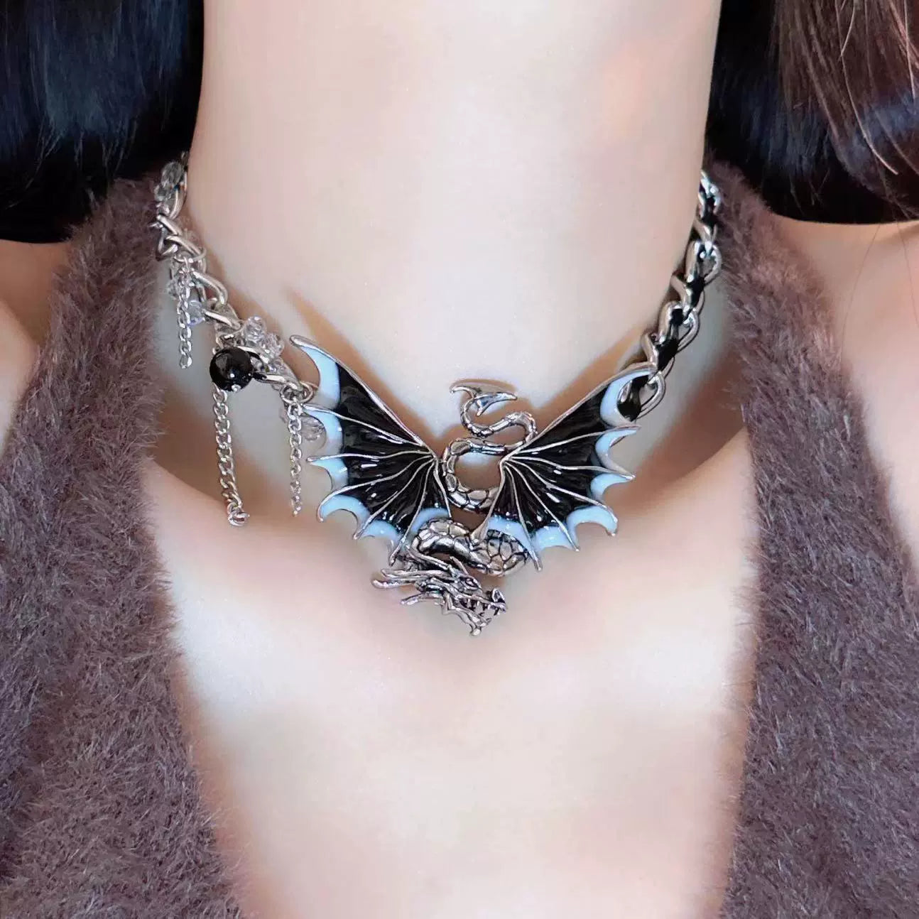 Y2K Heavy Industry Flying Dragon Relief Chocker Necklace