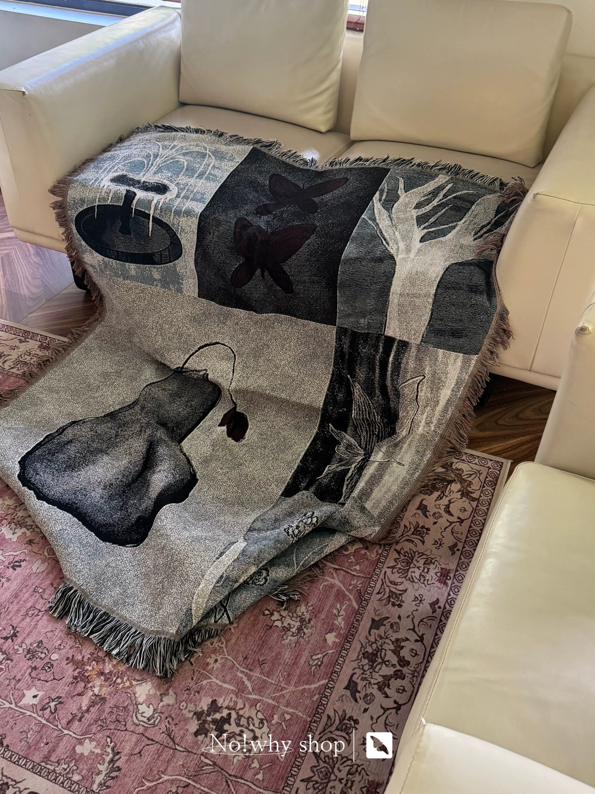 Vintage and Elegant Hand drawn Blanket Knitted