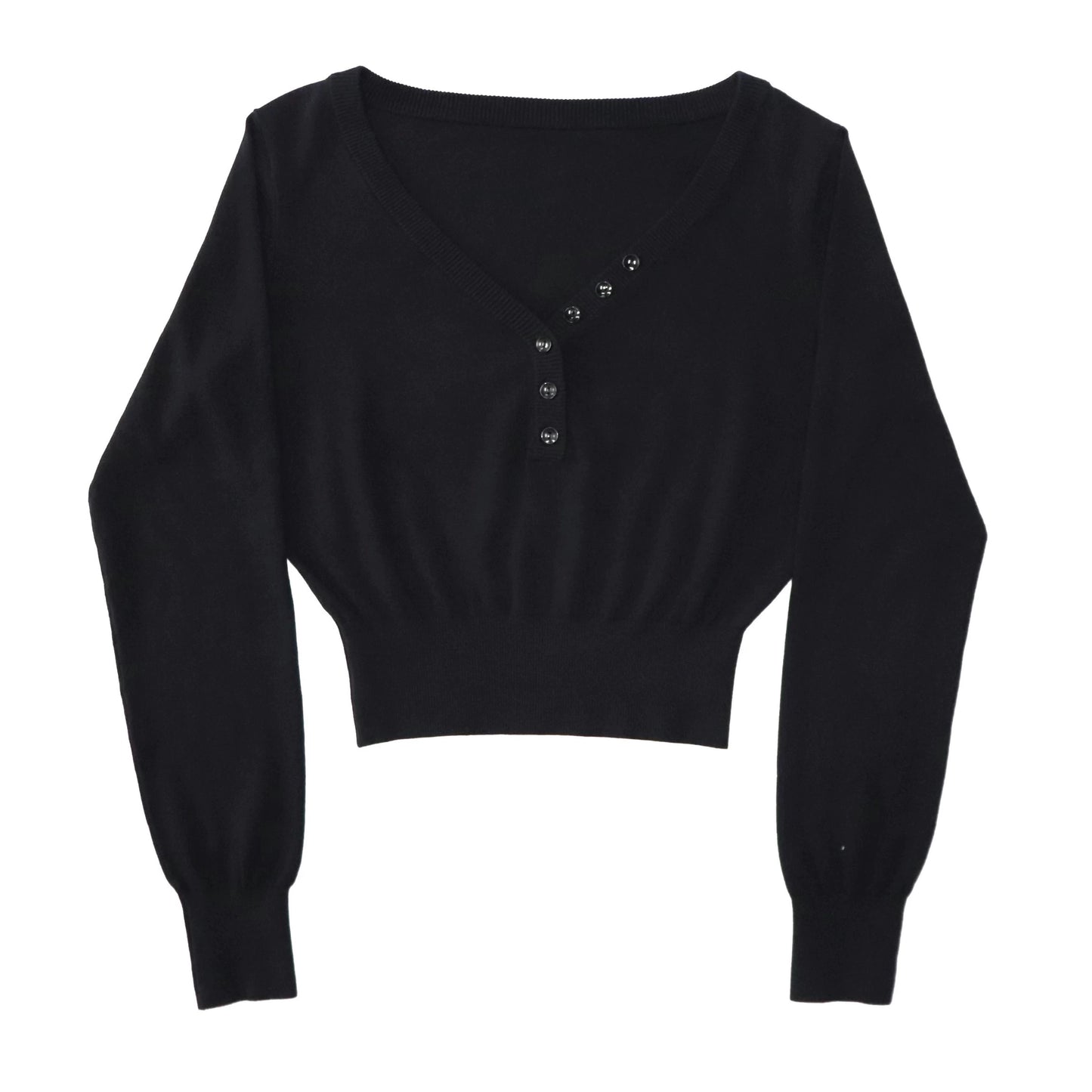 V-neck breasted cropped top