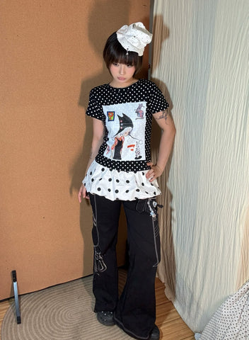 Octopus Grass Joint Die Black Polka Dot Tee