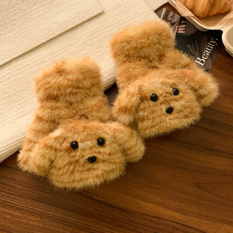 Cute tiger patterned dog scarf, earmuffs, gloves, three piece set