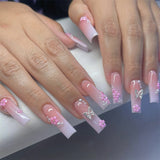 Barbie pink dot diamond star nail tip