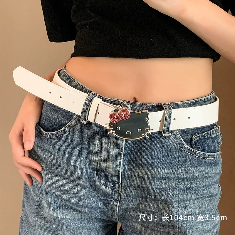 Cute Hello Kitty Decorative Leopard Pattern Belt