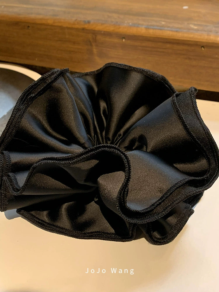 Black premium satin headband
