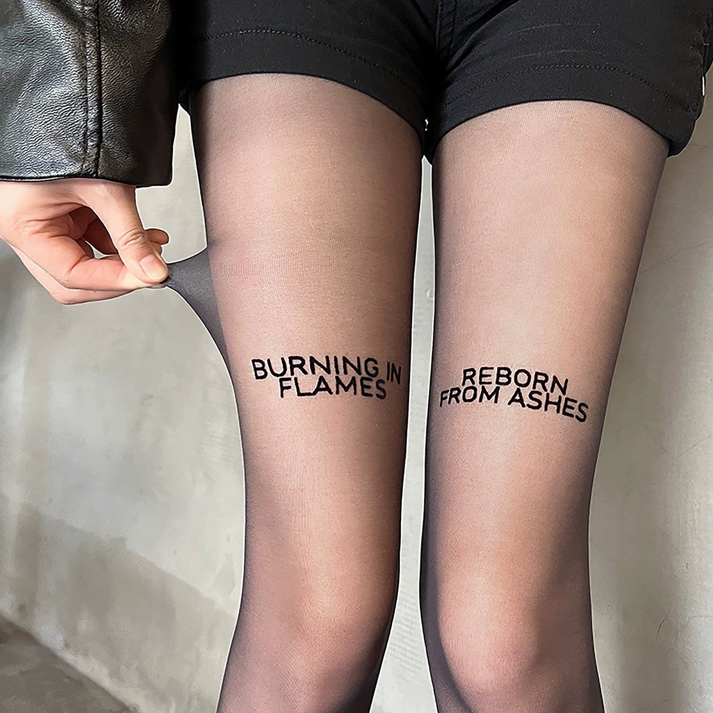 Letter flocking ultra-thin pantyhose