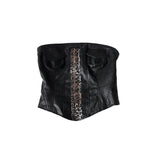 Y2K Shibuya Spice Girl Leather Leopard Print Two-Piece Set