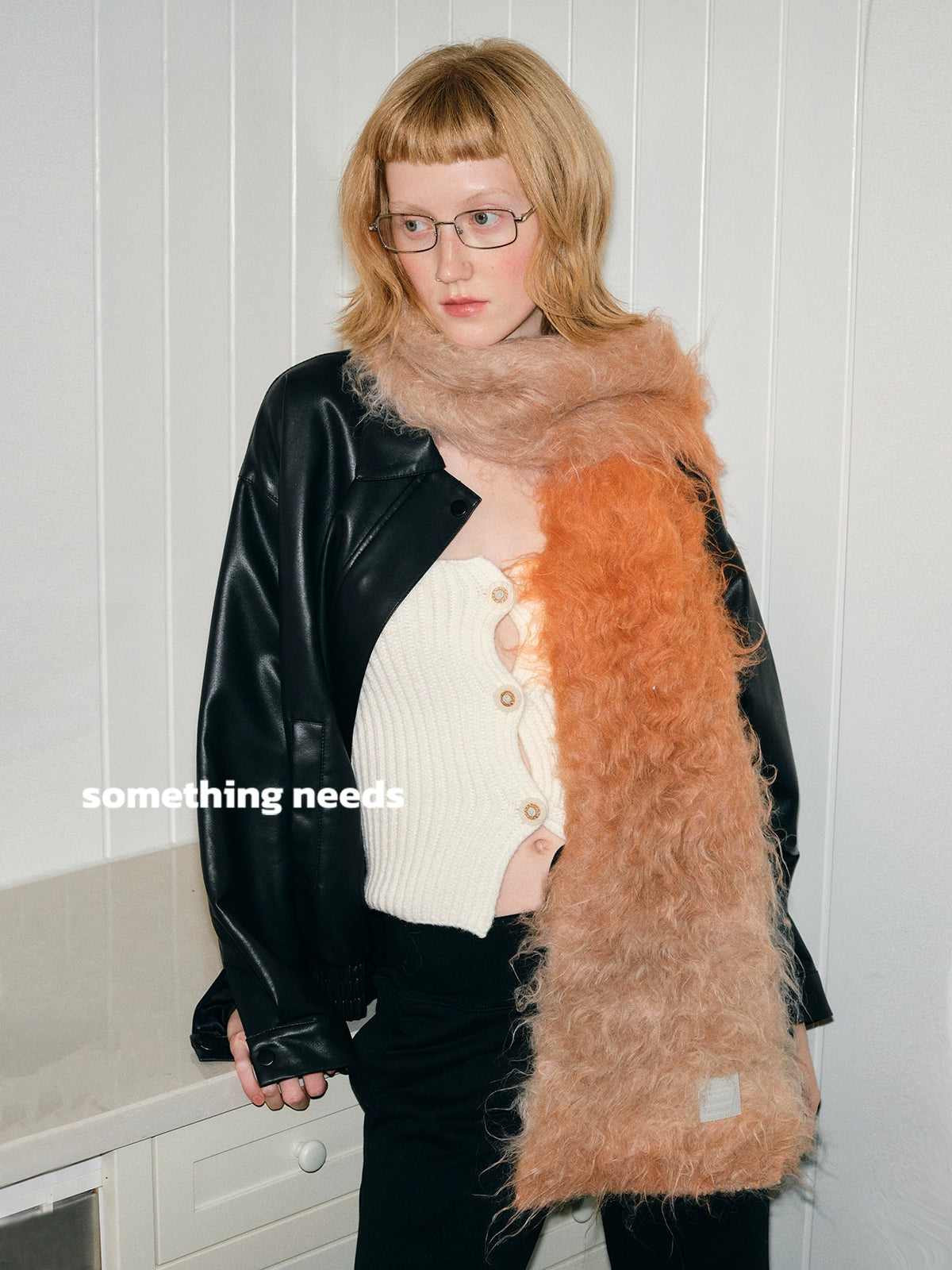 Gradient warm soft plush scarf