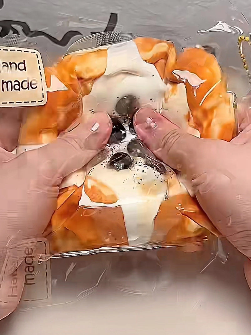 Black sugar pearl thick toast silicone squishy