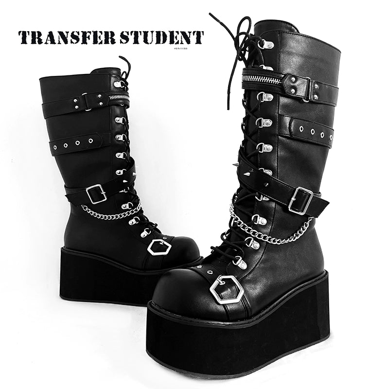 Punk thick soled knight boots