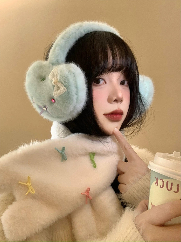 Bow shaped love plush earmuffs