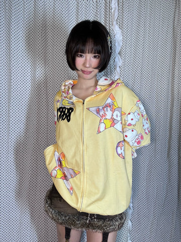 Ollie Frog Yellow Star Girl Kiss Doll Hoodie