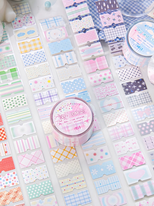 Cute label, hand tent tape, cream salt label sticker