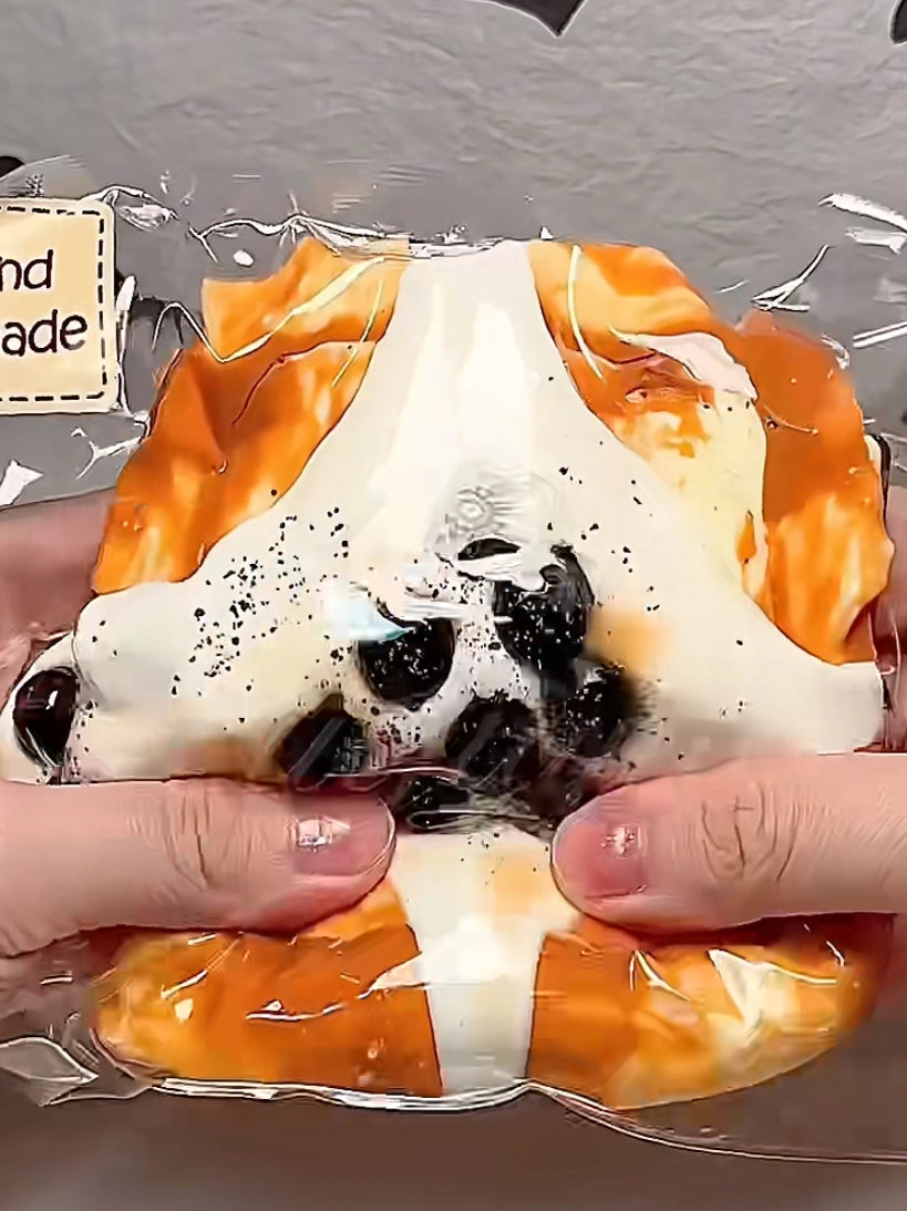 Black sugar pearl thick toast silicone squishy