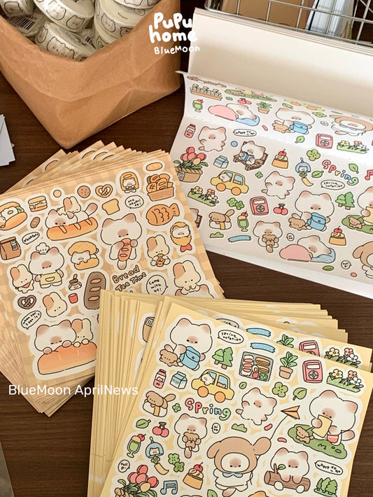 【 BlueMoon Puputime Series 】 Kitten Pupu Spring Outing/Bakery Stickers