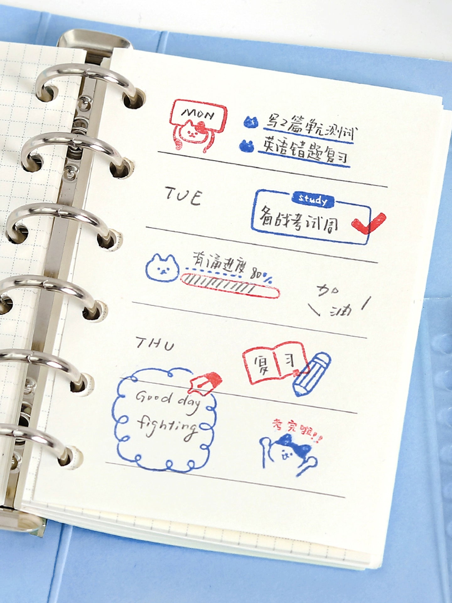 Daily Random Notes, Loose leaf Silicone Seal Set, Checkin Plan