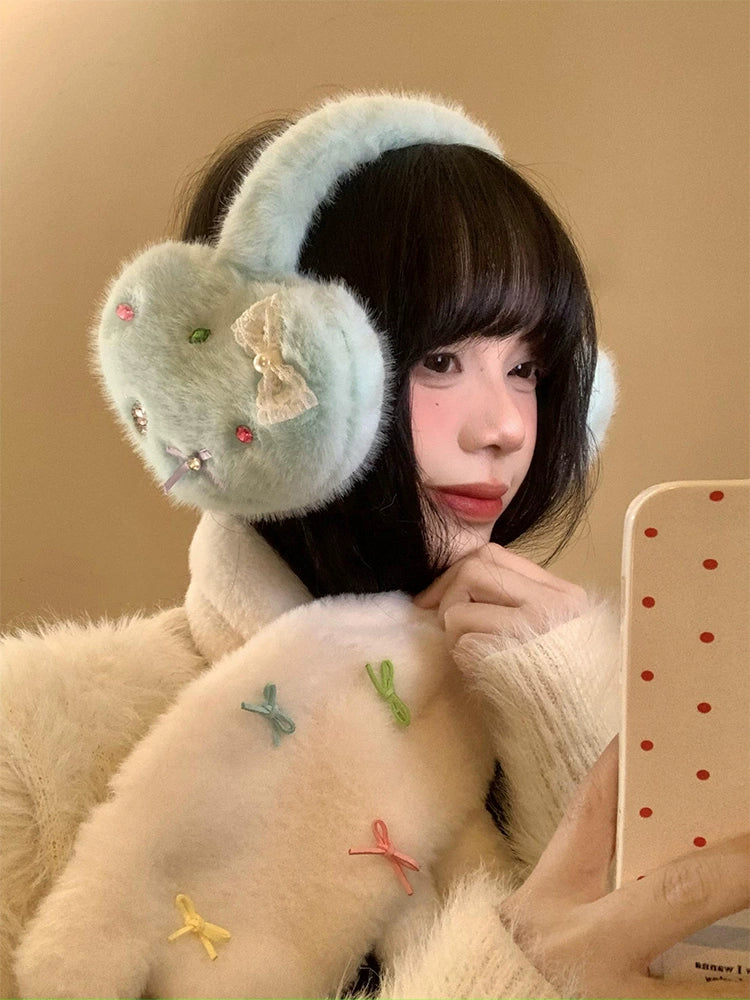 Bow shaped love plush earmuffs