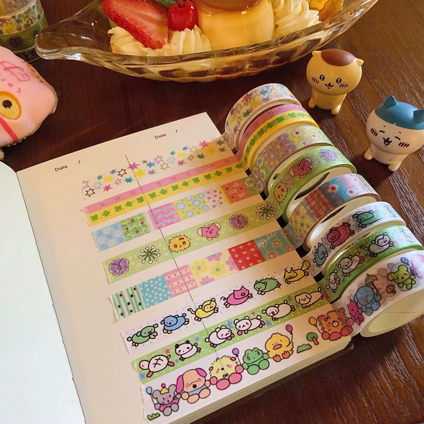 Showa puppy floral strip paper tape