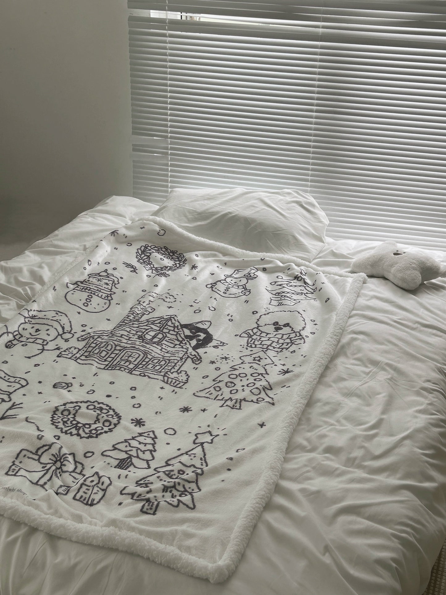 Snow Christmas flannel lamb wool double-layer thick blanket