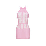 Letter printed woolen dress