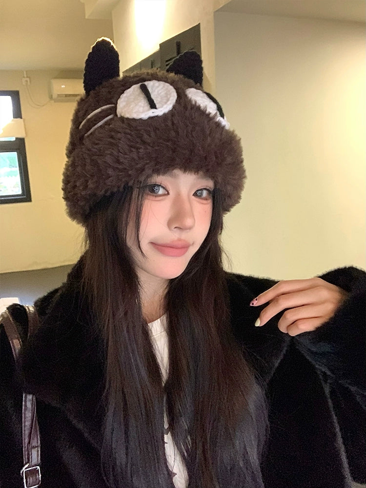 Cute Big eyed Cat Plush Hat