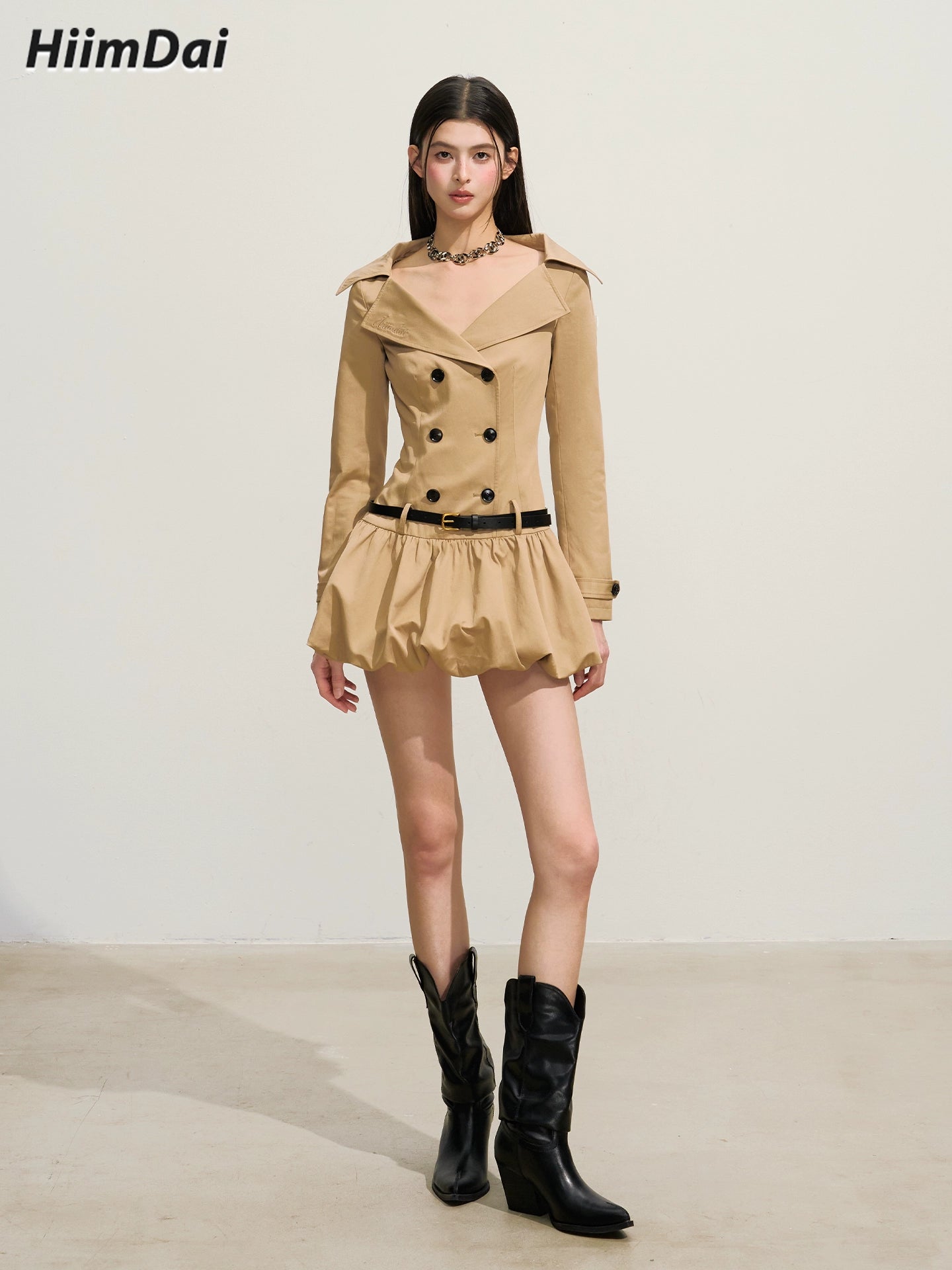 double breasted cinched dress