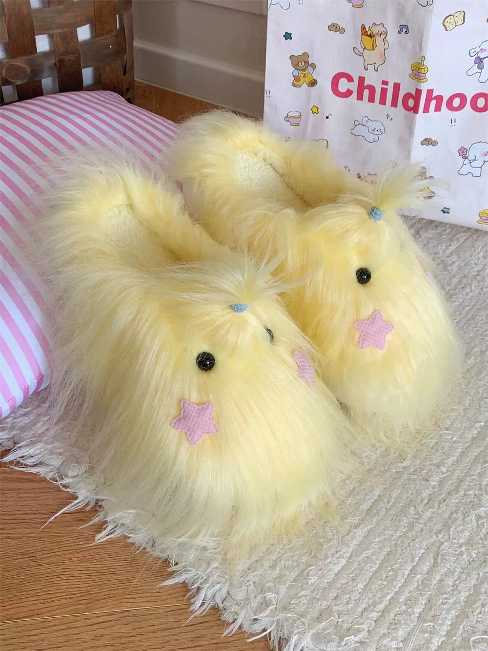 Long haired dog cotton slippers
