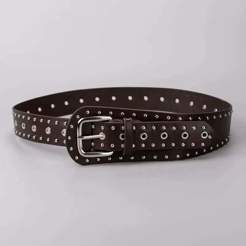 Punk style rivet leopard print belt