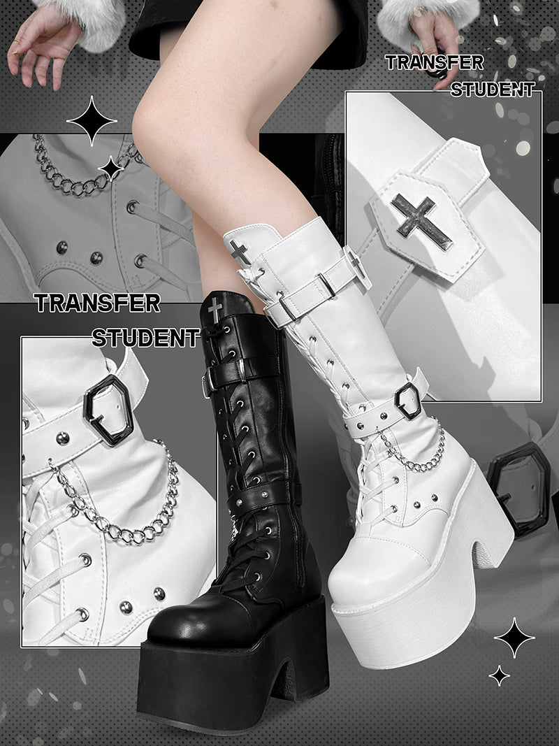 Blood Clan Chains Punk Thick Bottom Martin Boots