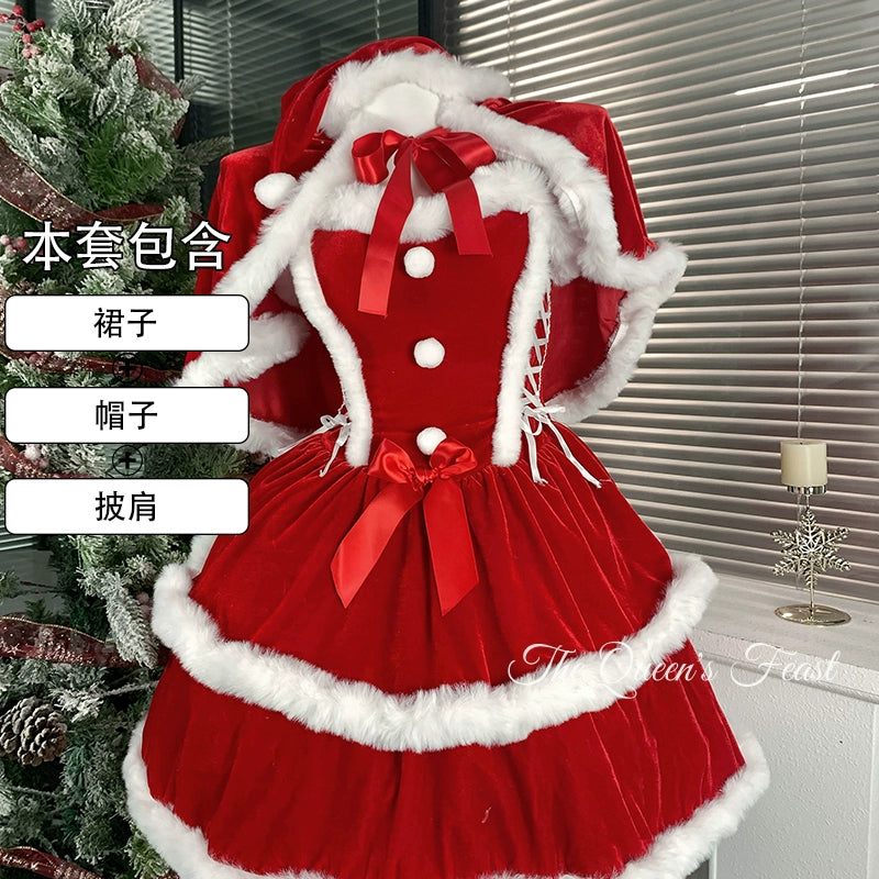 Christmas First Snow | Christmas Dress Velvet strapless Lolita
