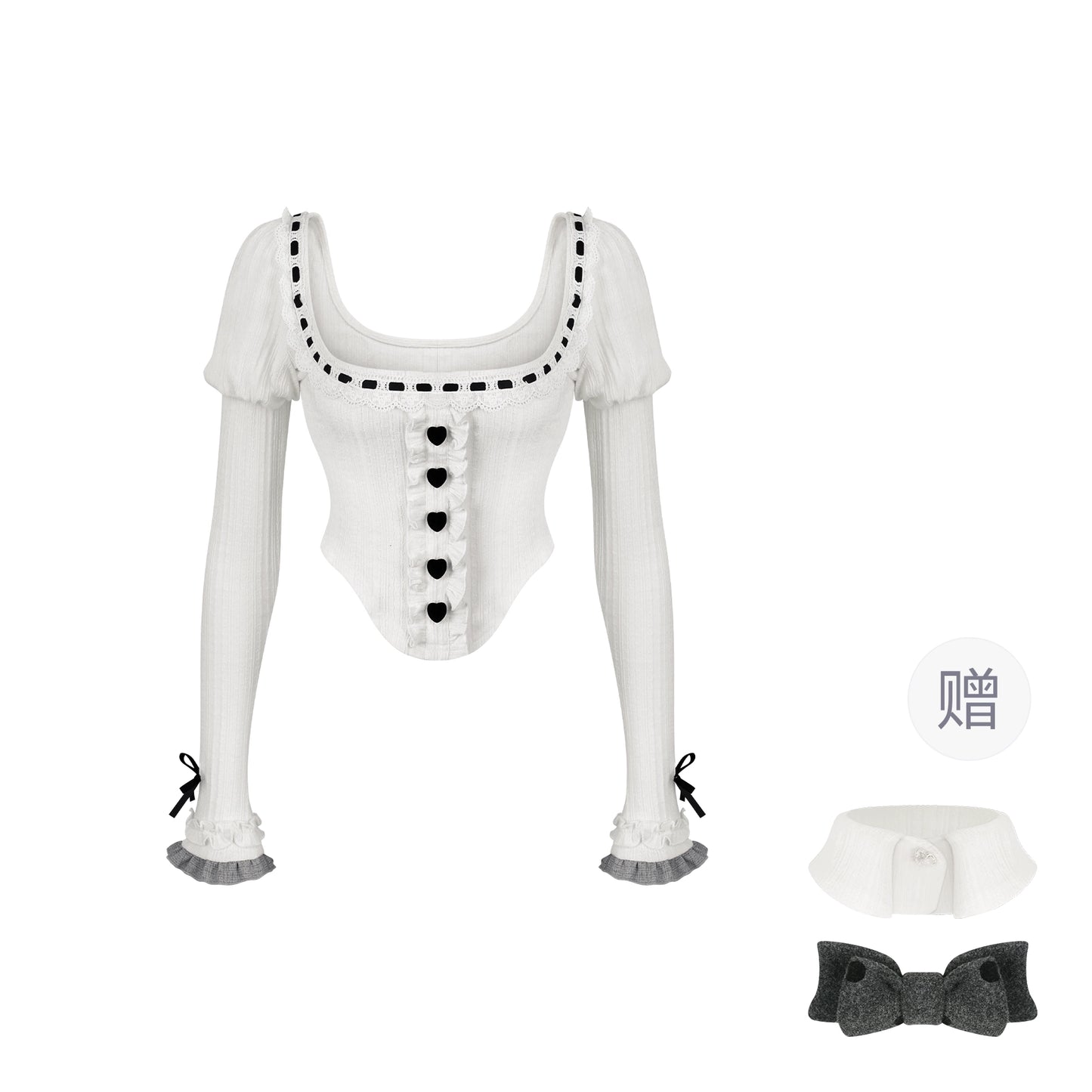 Grey Meow Doll Long Sleeve Comes with Bow Tie Set