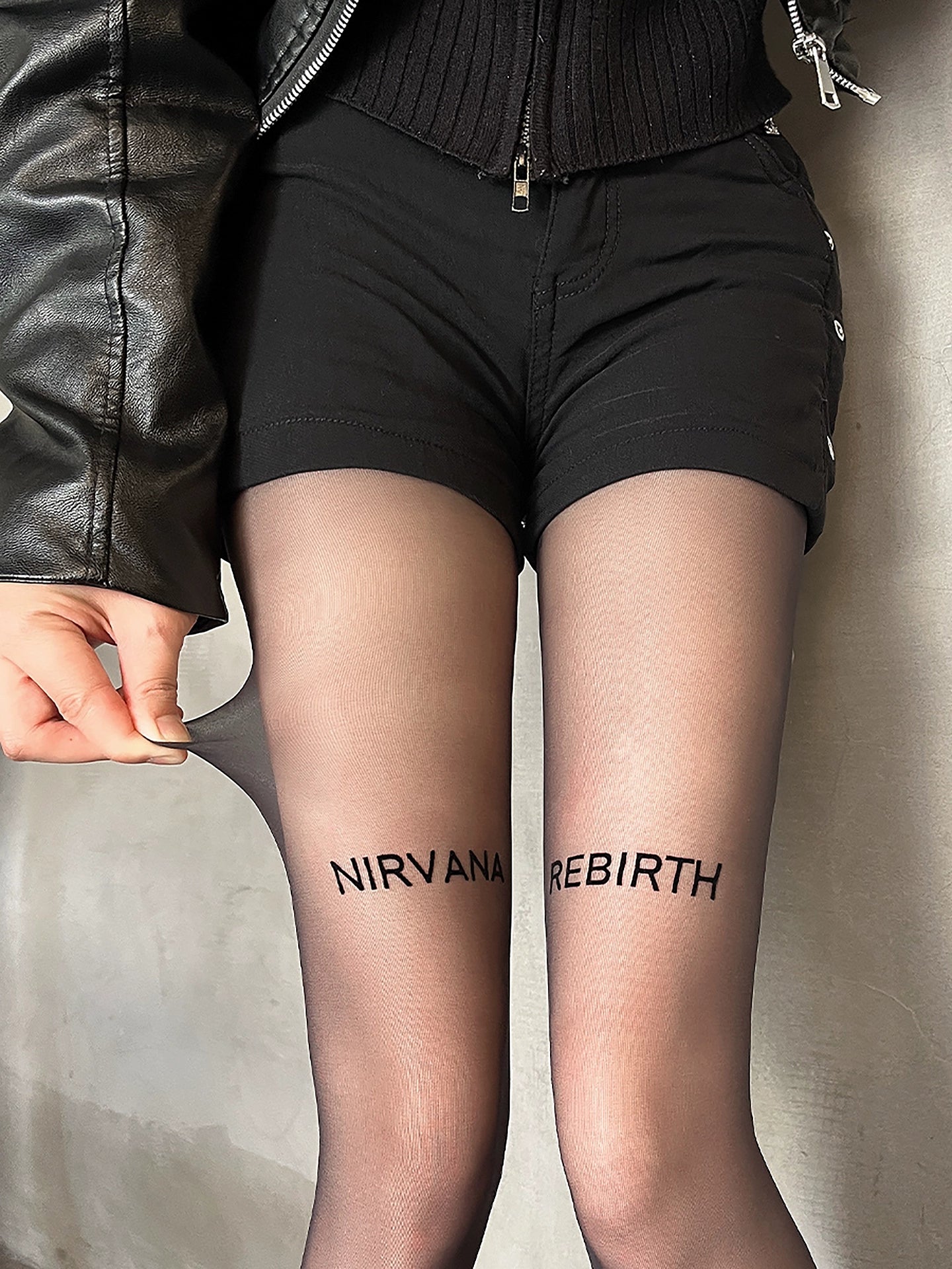 Letter flocking ultra-thin pantyhose