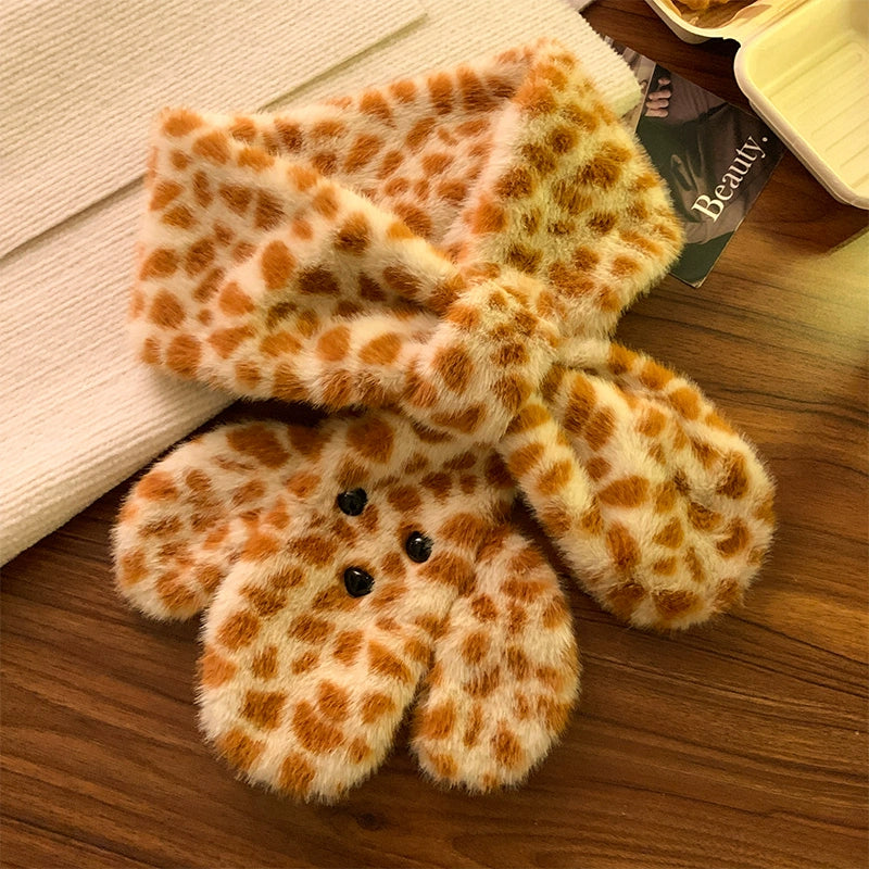 Cute tiger patterned dog scarf, earmuffs, gloves, three piece set