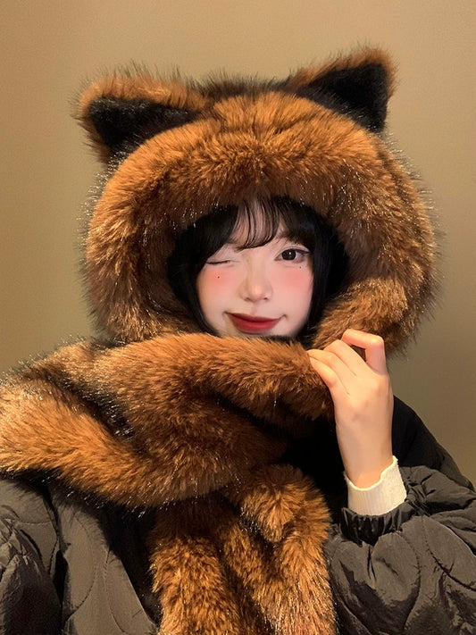 Fox ears, cute hat, scarf in one