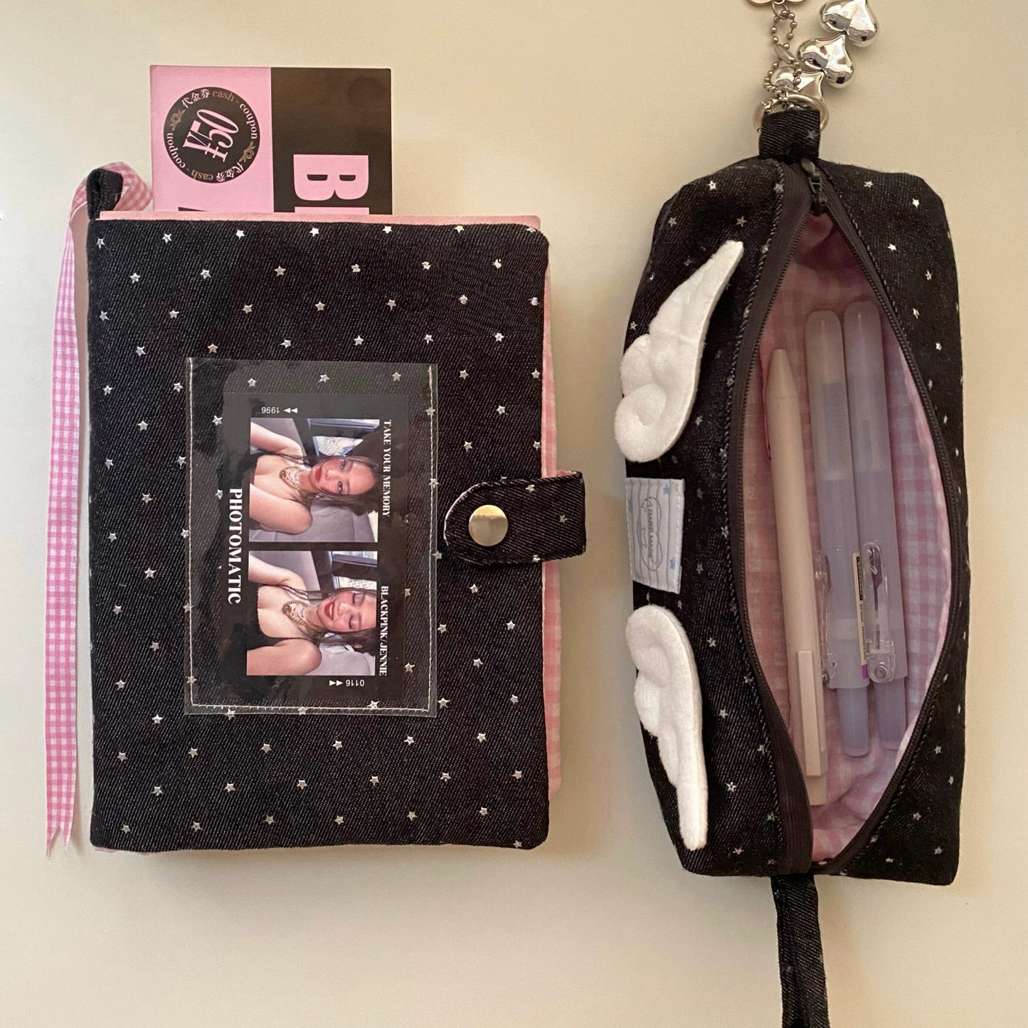 Angel Wings Star Hot Silver Pencil Bag