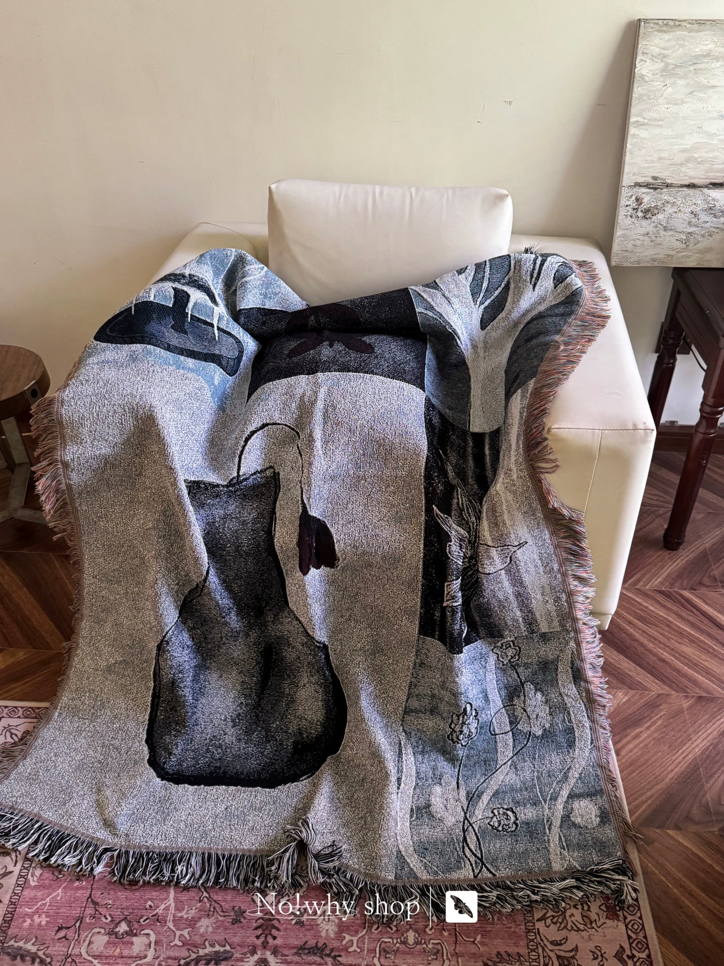 Vintage and Elegant Hand drawn Blanket Knitted