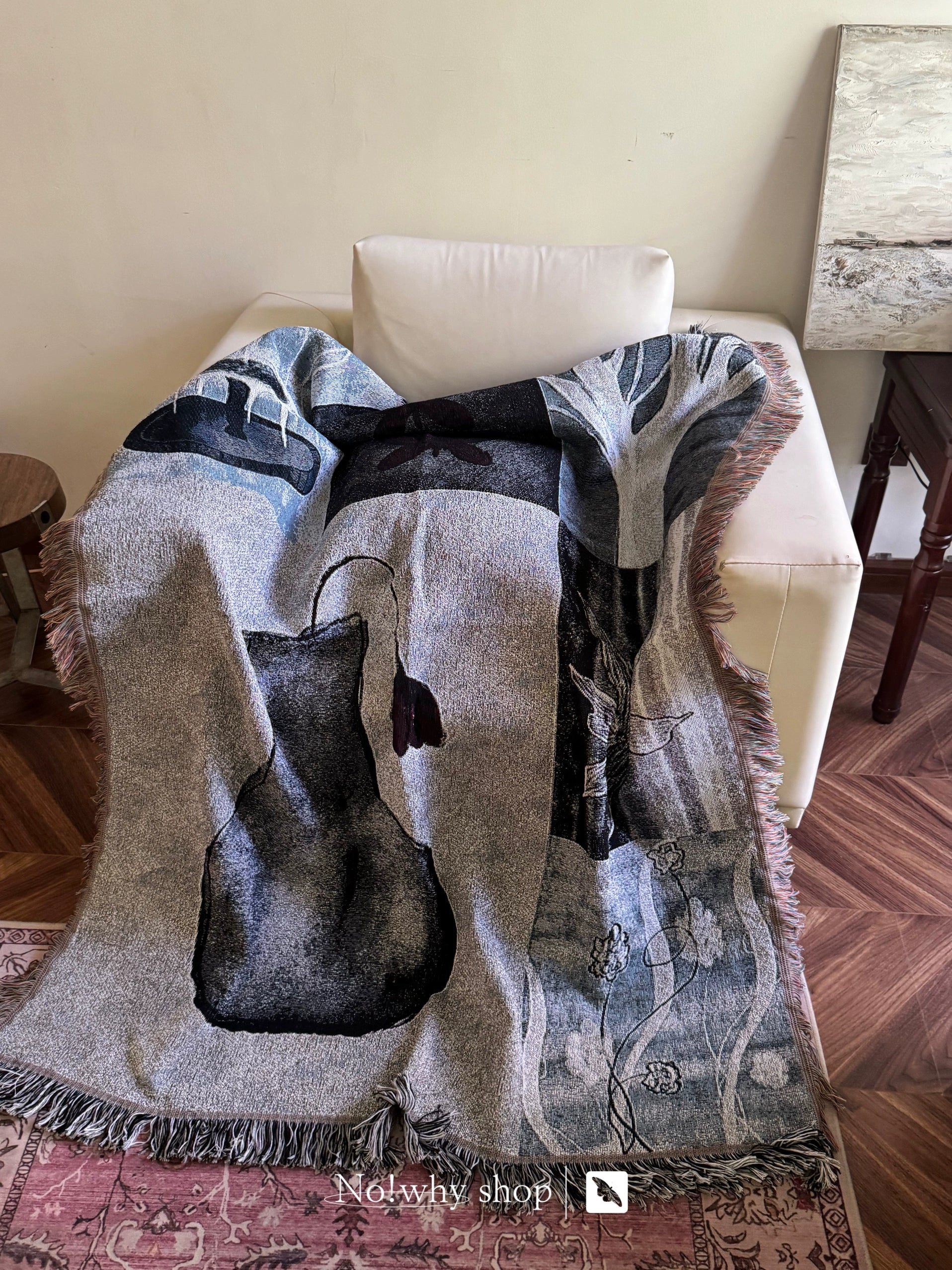 Vintage and Elegant Hand drawn Blanket Knitted