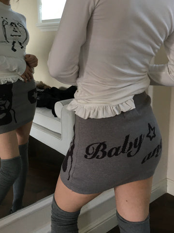 Anime Knitted Butt Skirt, Double Wear Front and Back