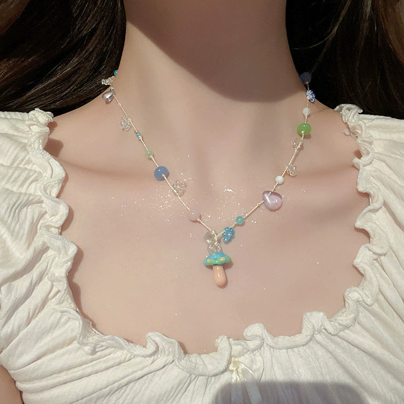 Raindrop Jelly Mushroom Bead Necklace