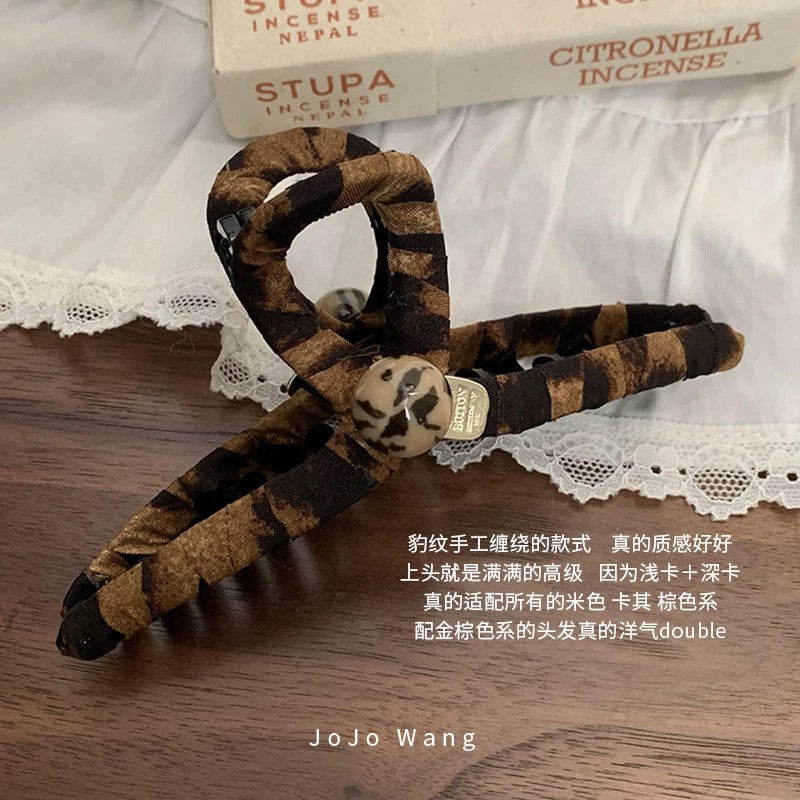 Leopard print bow hair clip